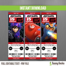 Big Hero 6 Birthday Ticket Invitations